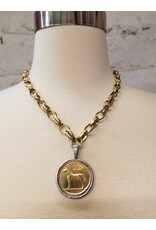 Erin Knight Designs Vintage Gold Plated Chain With Gold Horse Coin Pendant 18"