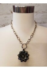 Erin Knight Designs Vintage Flower Pendant Necklace With Blue Stones