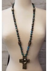 Erin Knight Designs Vintage Silver Cross on Turquoise Chain