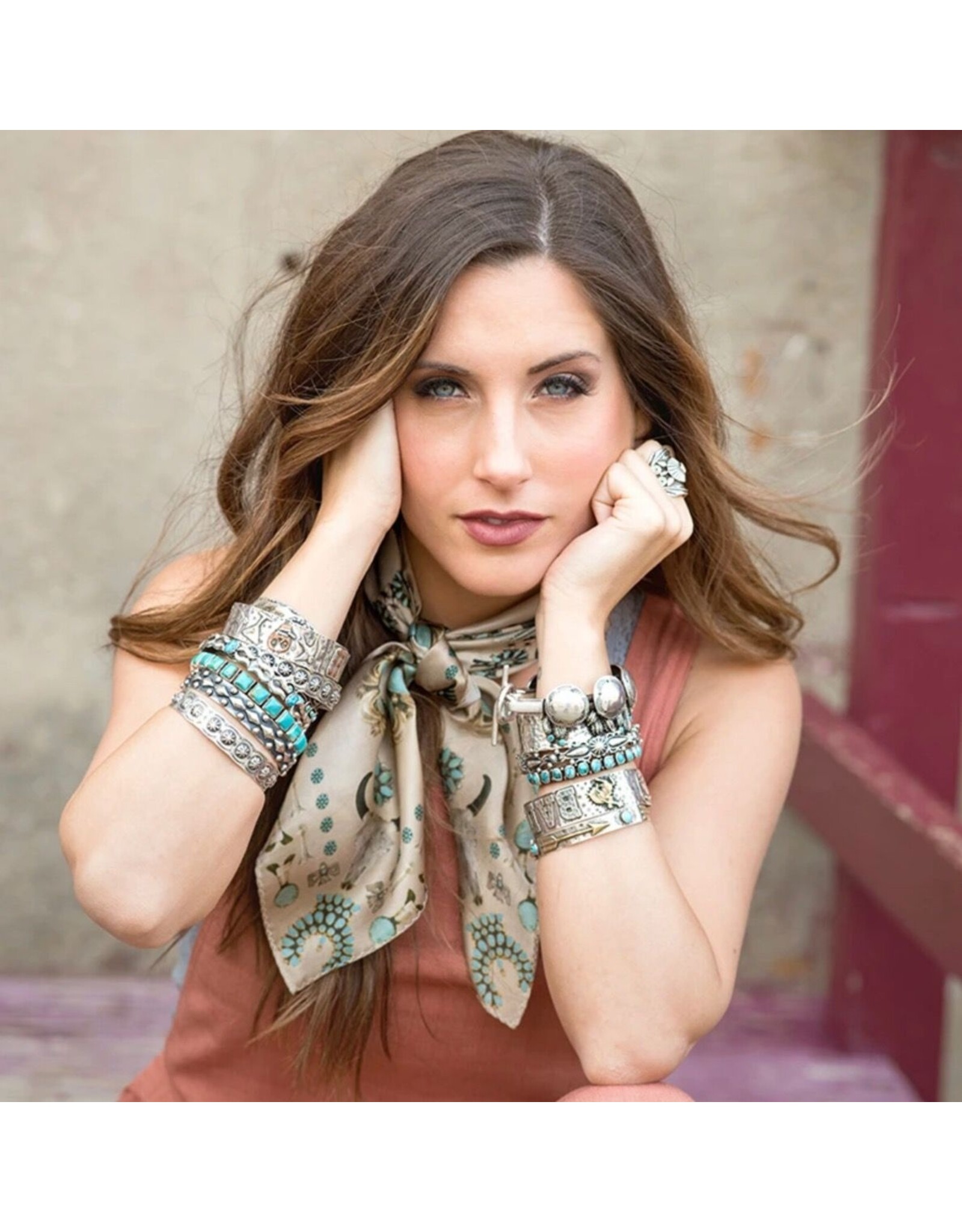 Fringe Scarves Fringe Squash Blossomed Tan Shorty