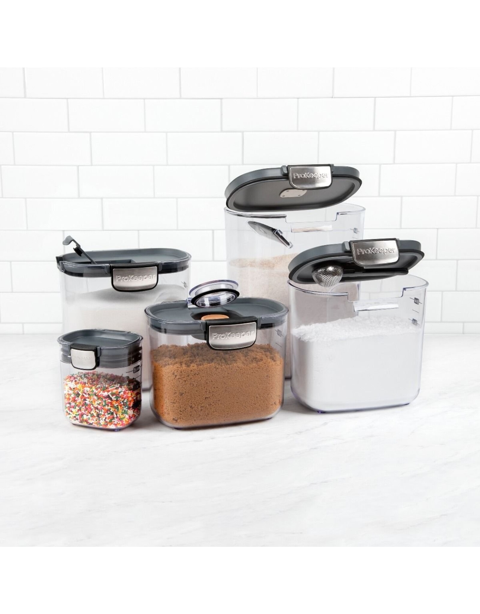 Progressive ProKeeper+ 9 Piece Clear Plastic Airtight Storage Container Canister Set with Magnetic Accessories