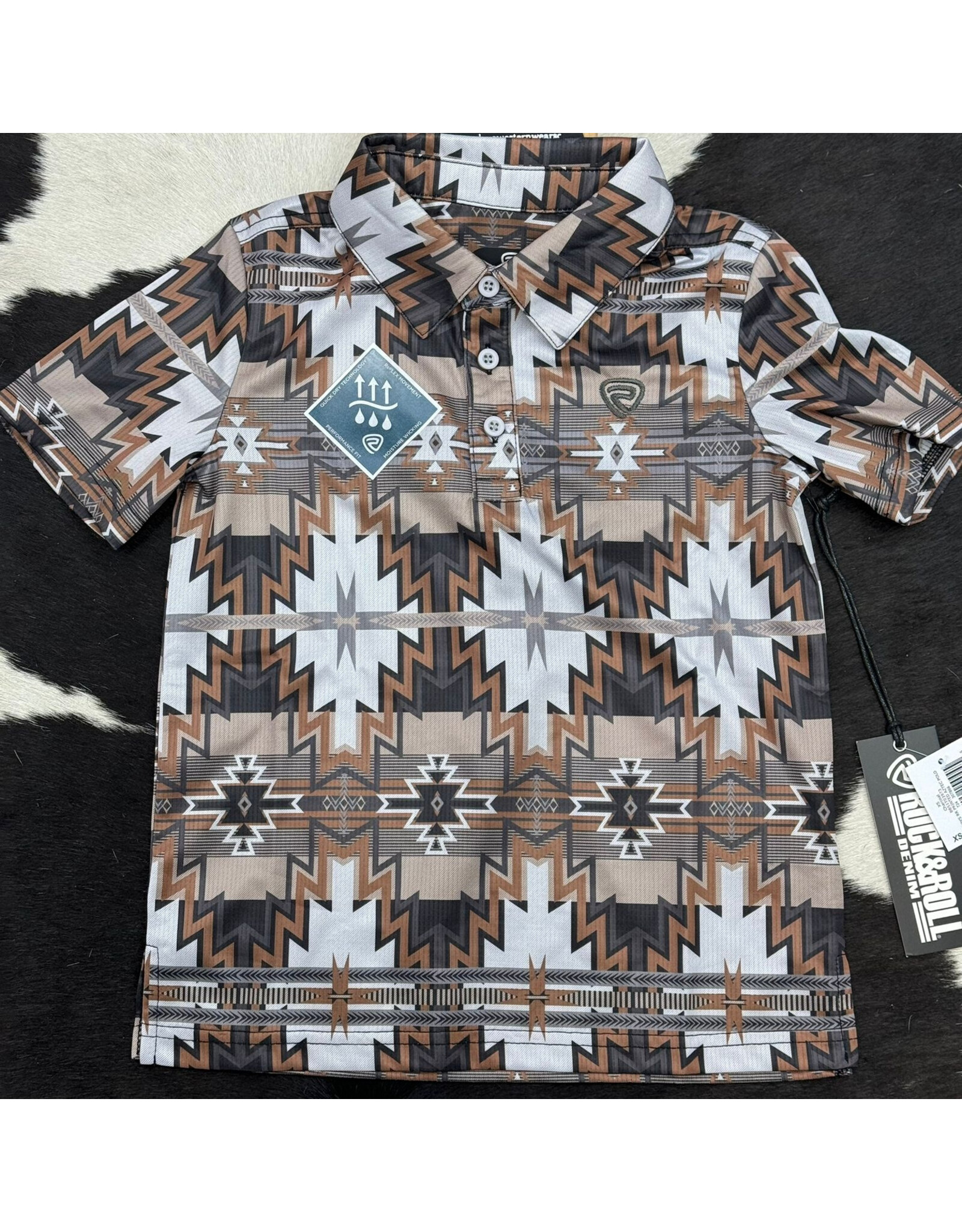 Rock & Roll Denim Boys Printed Aztec Polo