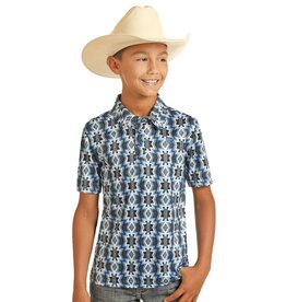 Rock & Roll Denim Rock & Roll Boys Blue Printed Aztec Polo