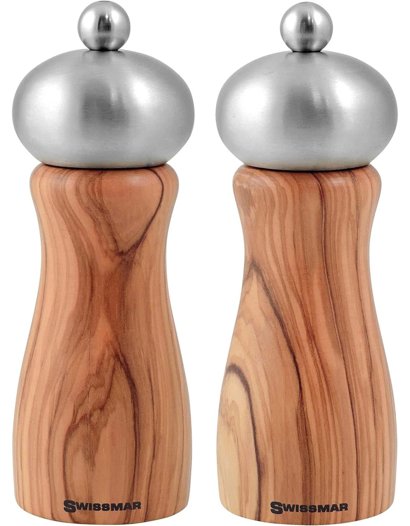 SwissMar Belle Mill Set Olive Wood With Stainless Steel Top