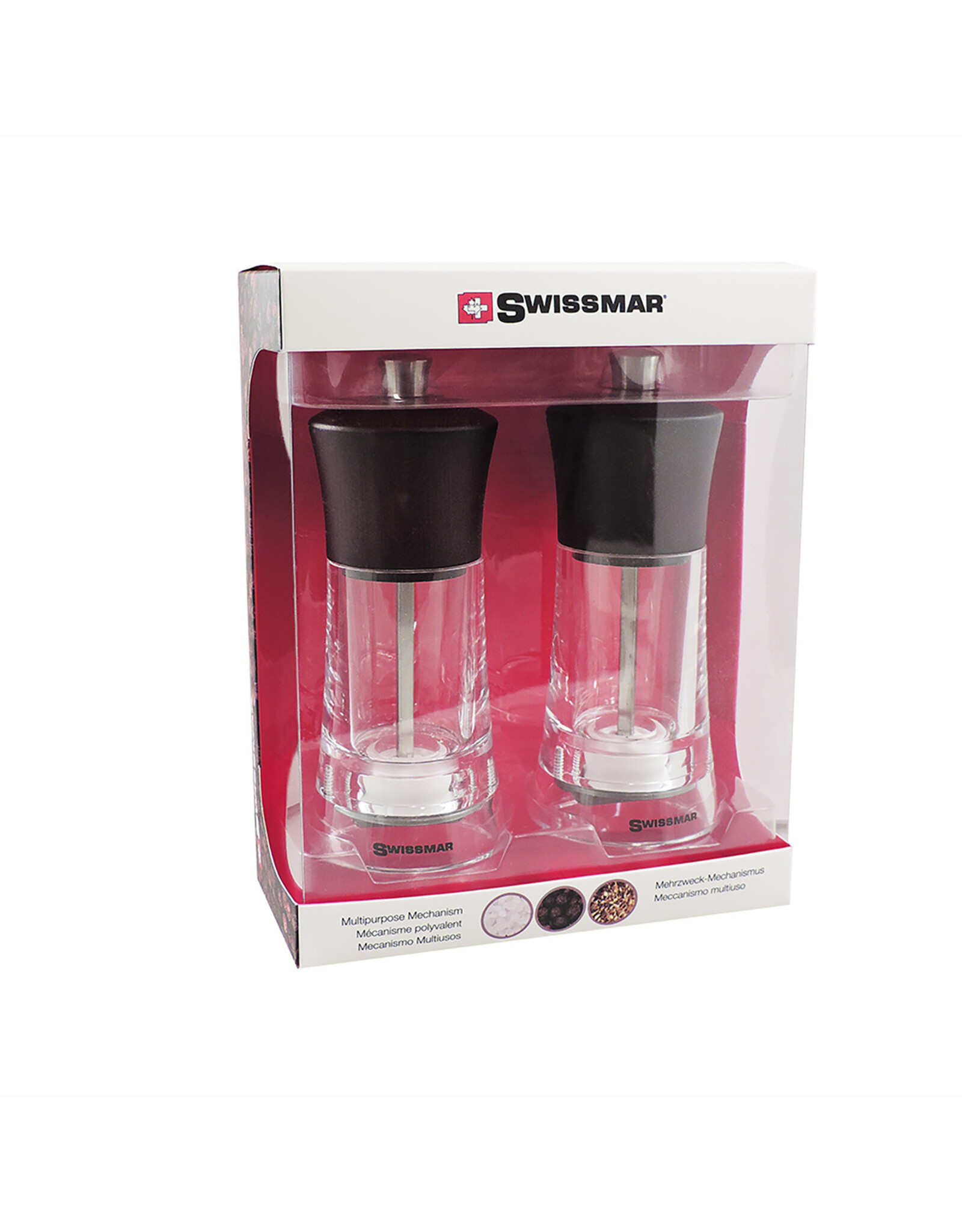 SwissMar Torre Mill Set Acrylic with Dark Wood Top 6"