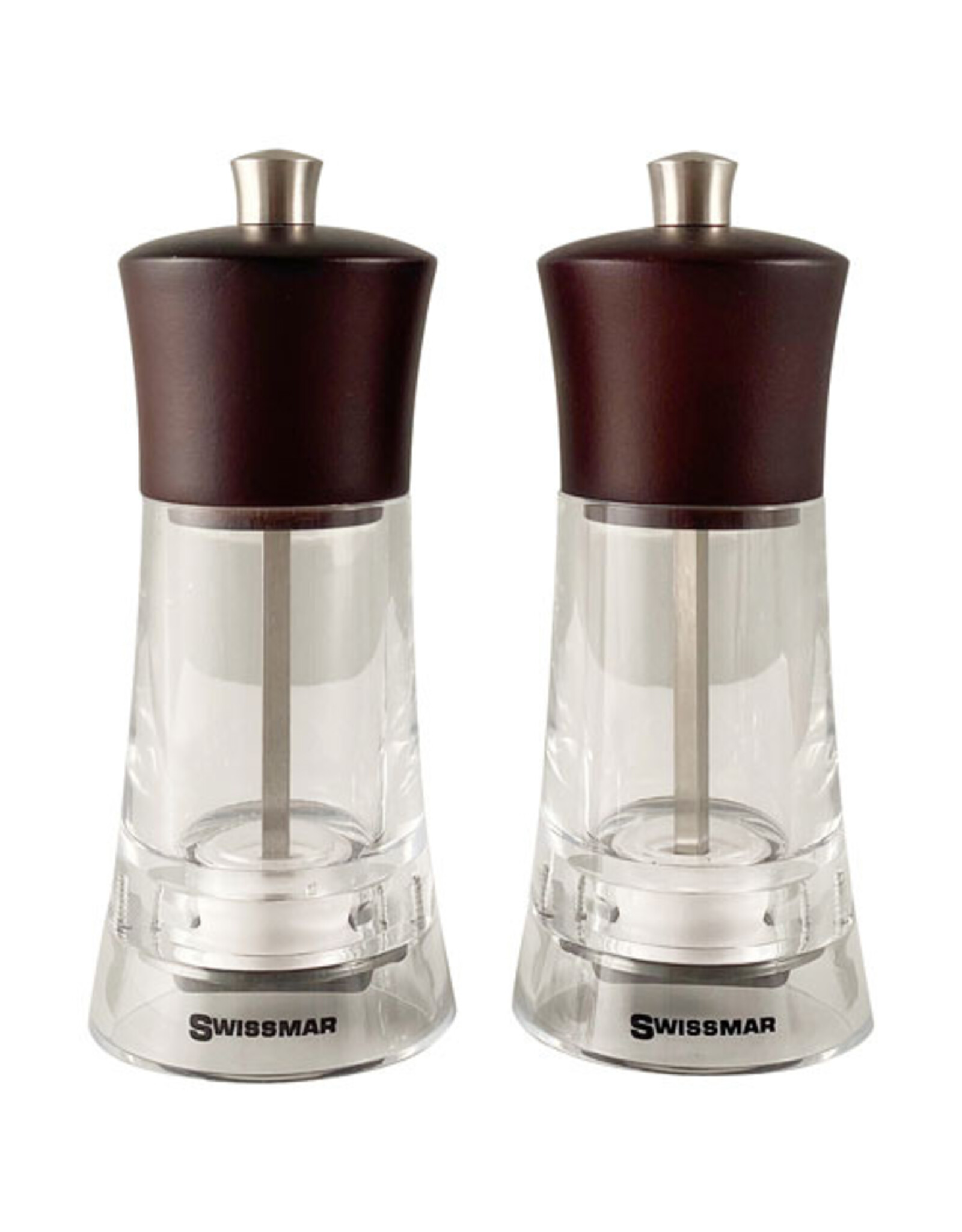SwissMar Torre Mill Set Acrylic with Dark Wood Top 6"