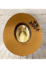 Hand Burned Wool Hat with Feather/Dove