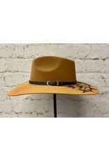 Hand Burned Wool Hat with Feather/Dove