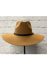 Hand Burned Wool Hat with Feather/Dove