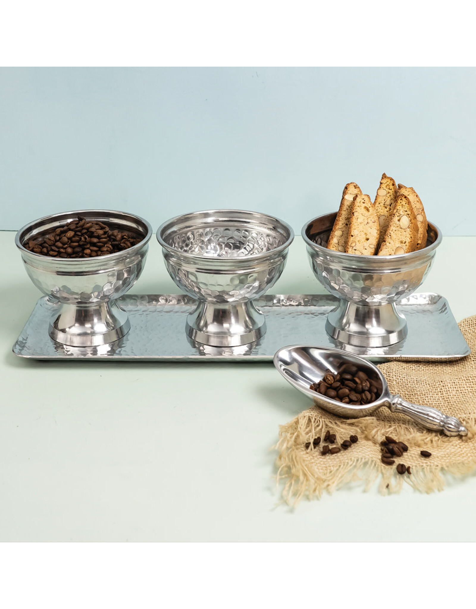 Hammered Tray with Bowl Set