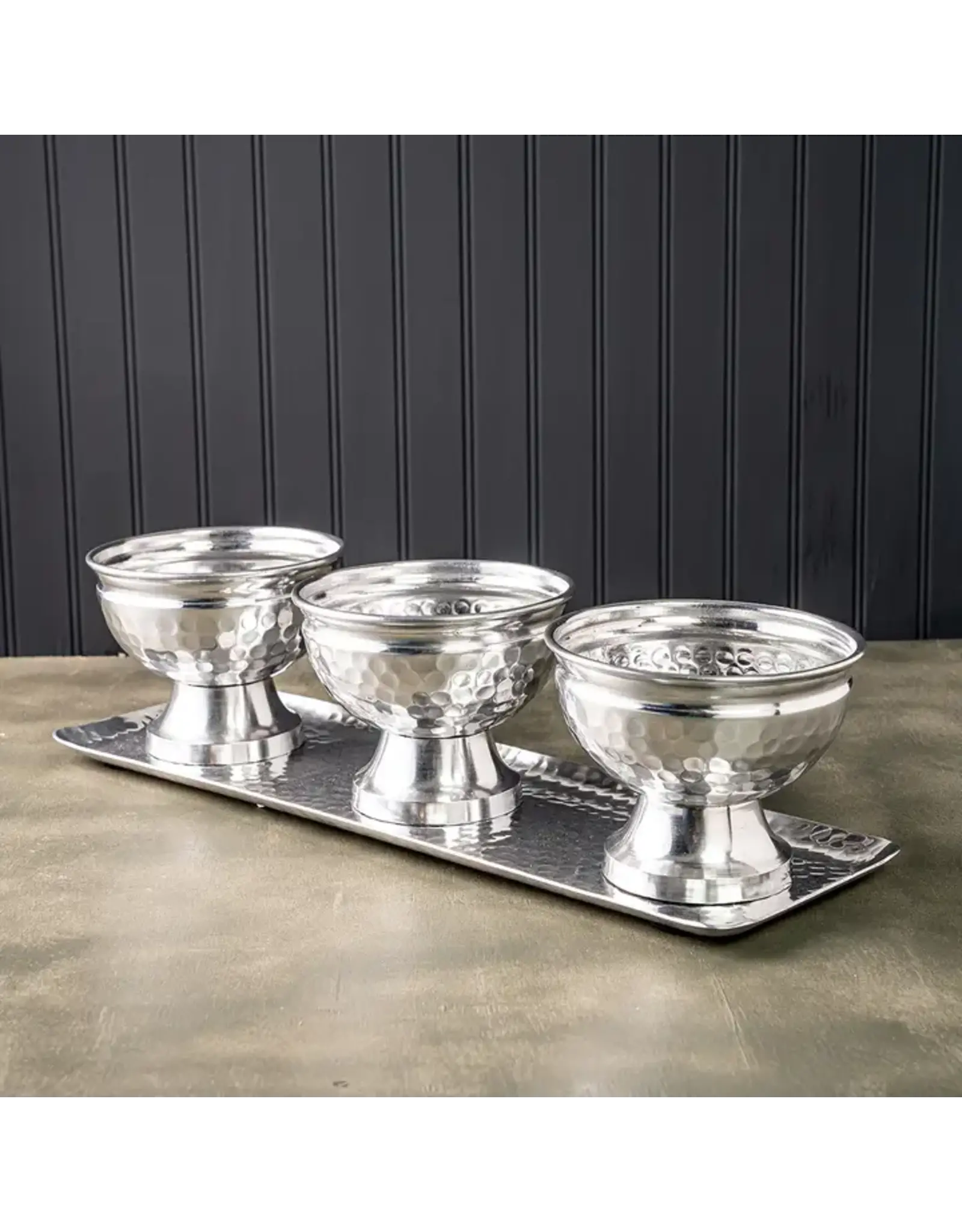 Hammered Tray with Bowl Set