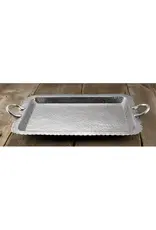 Hammered Scalloped Edge Rectangle Tray With Handles 23"