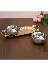Gold Leaf Tray w/ Silver Bowls, Set of 3