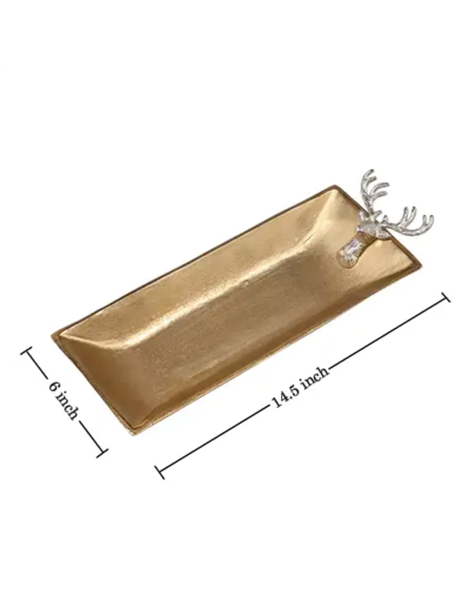 Gold Textured Aluminum Deer Tray