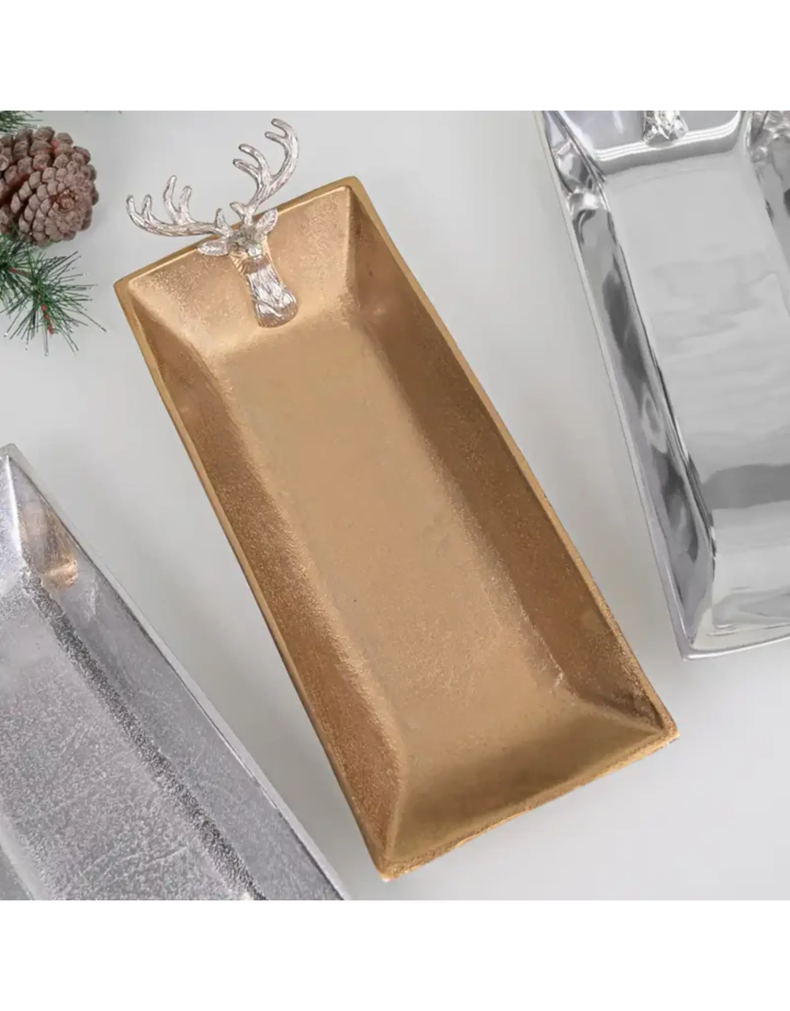Gold Textured Aluminum Deer Tray