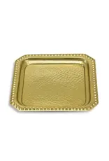 Gold Square Beaded Edge Tray, 12"