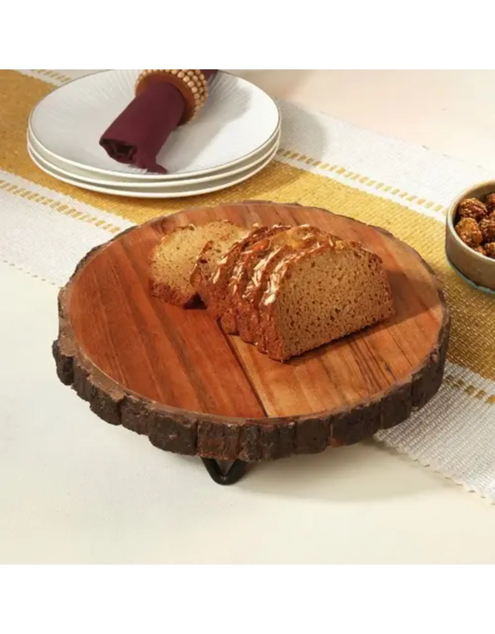 10" Bark Edge Cake Plate w/ Iron Feet