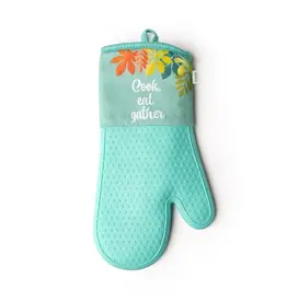 Cook, Eat, Gather Oven Mitt Turquoise