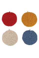 Pot Holder Round Cotton Crocheted Bright