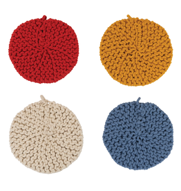 Pot Holder Round Cotton Crocheted Bright