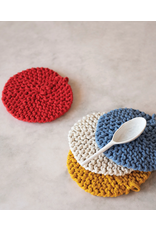 Pot Holder Round Cotton Crocheted Bright