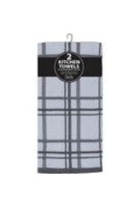 Windowpane 2 Piece Terry Towels - Charcoal