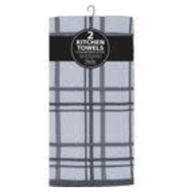 Windowpane 2 Piece Terry Towels - Charcoal
