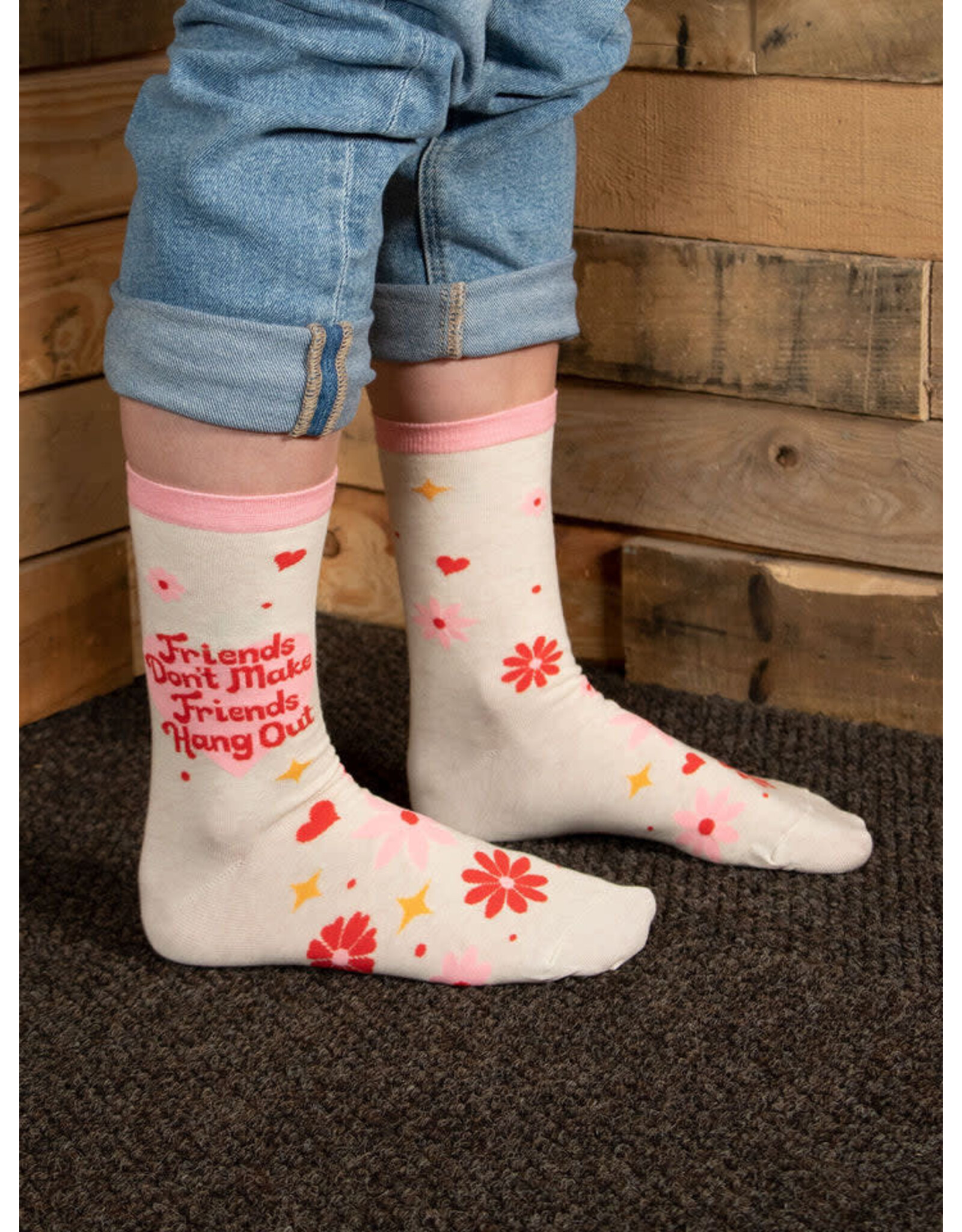 Blue Q Friends Don't Make Friends Hang Out Crew Socks