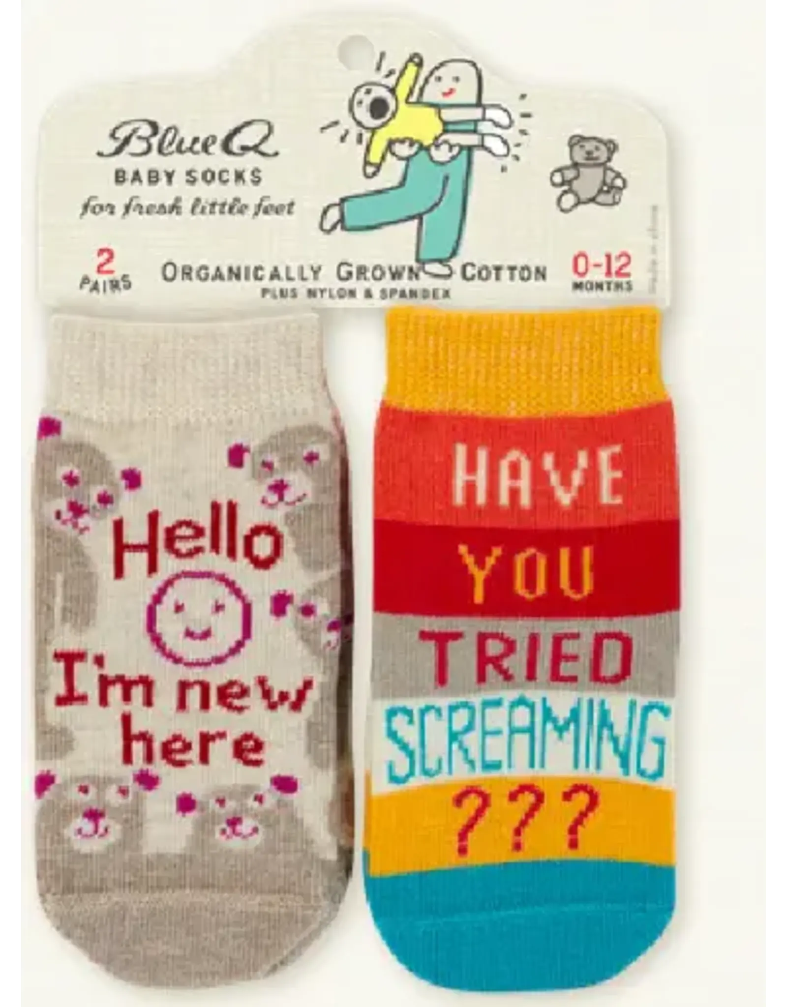 Blue Q I’m New/ Screaming Baby Socks