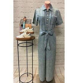 Elaina Short Sleeve Denim Jumpsuit