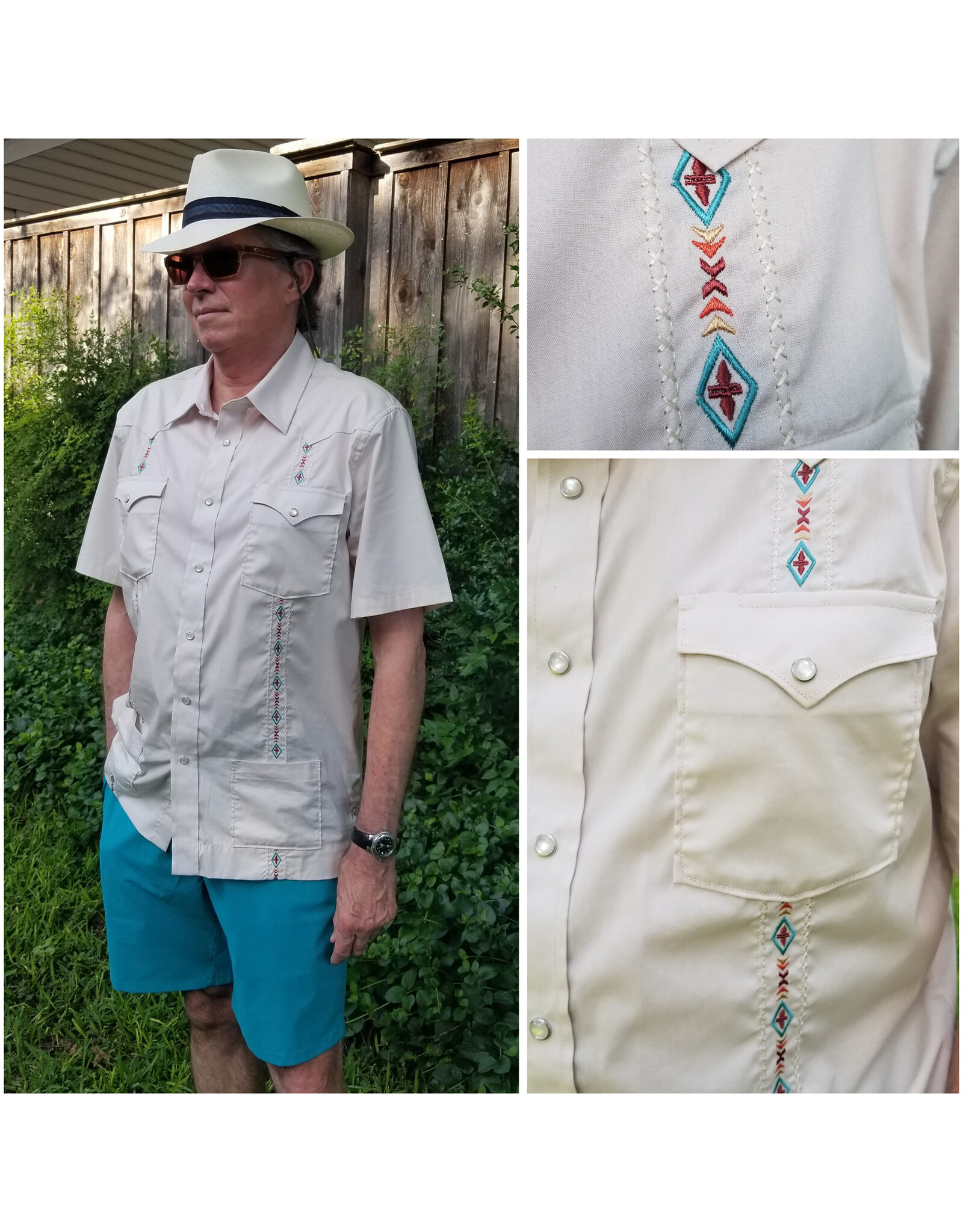 Panhandle Panhandle Guayabera Short Sleeve Snap Men's Shirt