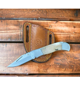 Cirle SH Ram Horn Folding Knife with Leather Sheath