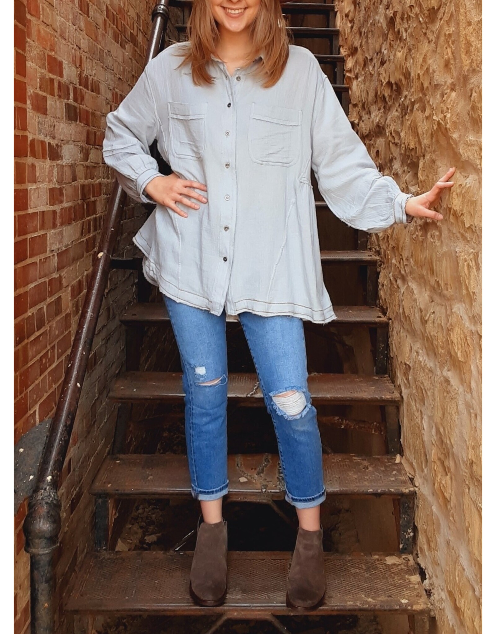 Davis Gauze Zig Zag Top