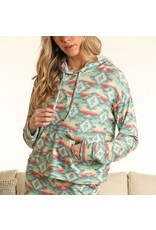 Rock & Roll Bright Aztec Print Hoodie