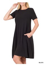 Abbygale Short Sleeve Flared Dress with Side Pockets