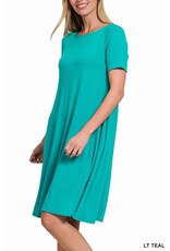 Abbygale Short Sleeve Flared Dress with Side Pockets