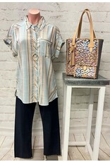 Tribal Tribal Button-Up Shirt With Asymmetrical Panels