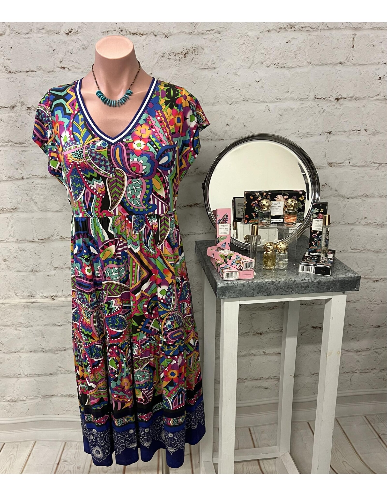 Johnny Was Johnny Was Demarne Tiered Tea Length Dress
