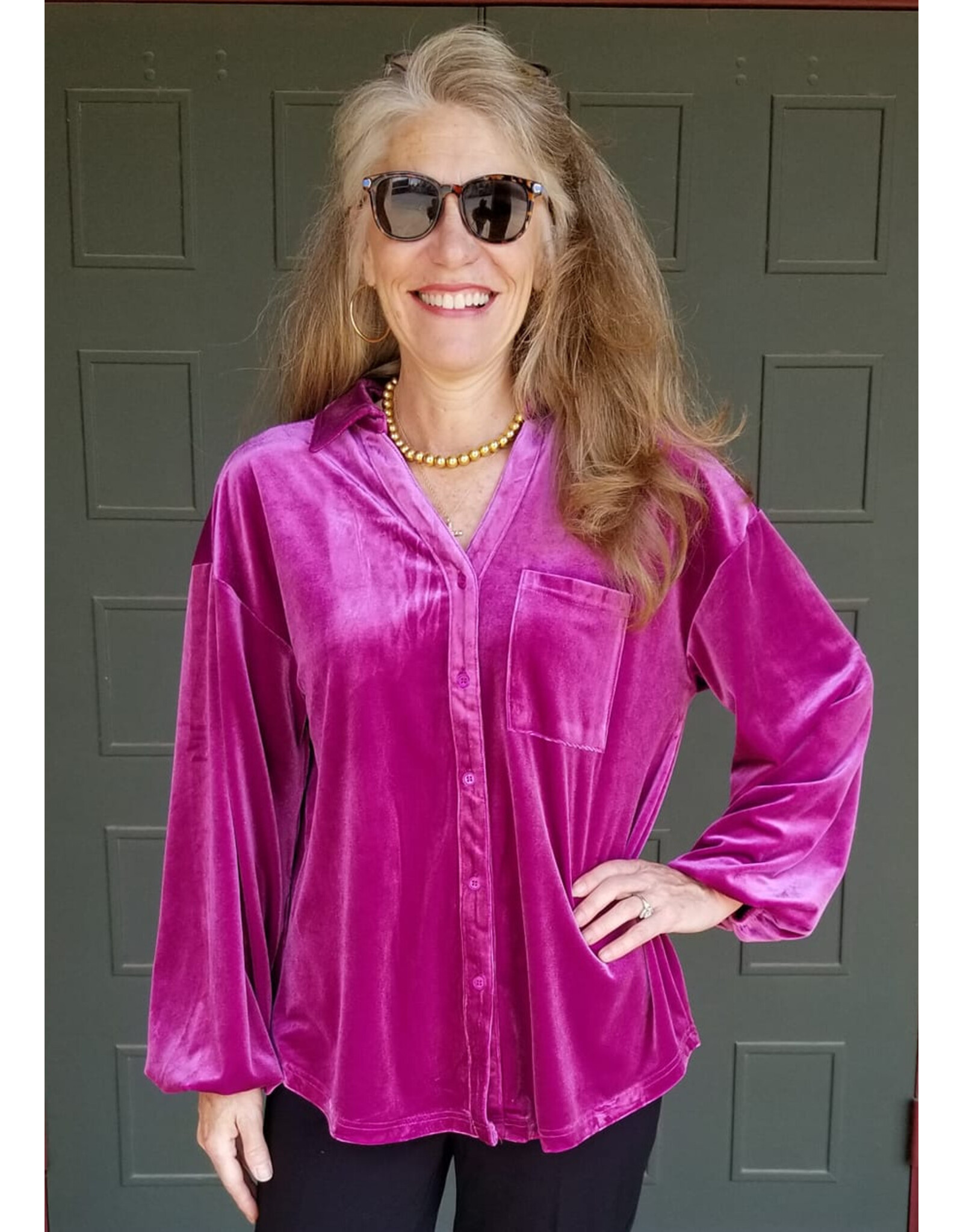 Bria Velvet Button Up Shirt