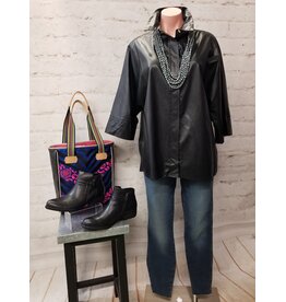 Mel Faux Leather Button Up Top