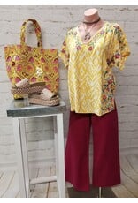 Adele Ikat Embroidered Top