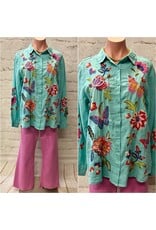 Johnny Was Johnny Was Gracey Linen Oversized Shirt Marine Blue