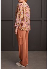 Tribal Tribal Flowy Dolman Sleeve Blouse with Self-Covering Buttons