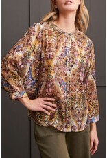 Tribal Tribal Flowy Dolman Sleeve Blouse with Self-Covering Buttons