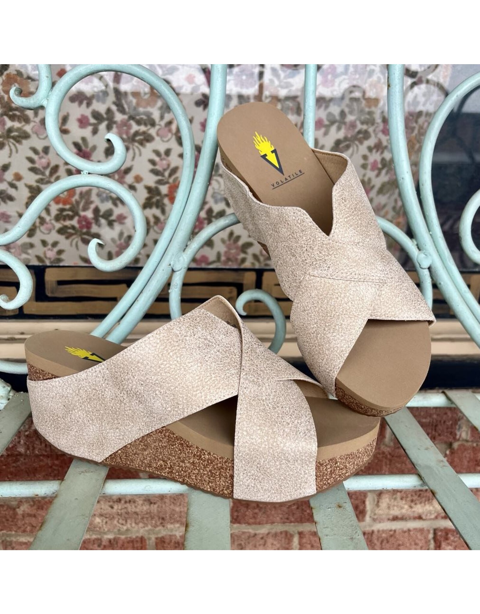 Volatile Firefly Faux Leather Criss Cross Slide