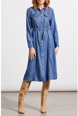 Tribal Tribal Button-Up Tencel Midi Dress with Roll-Up Sleeves