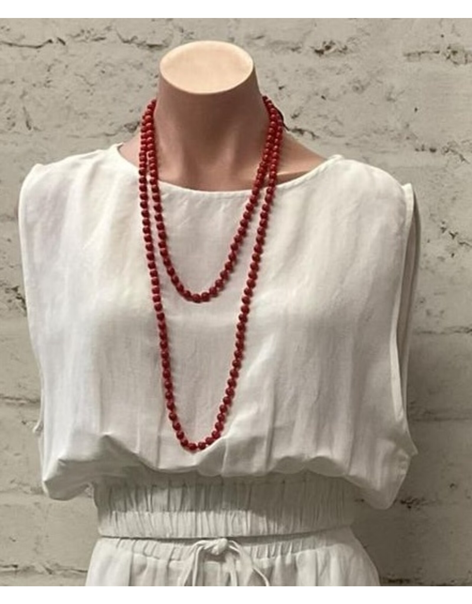 Solid Red Bead Necklace