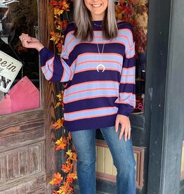 Multi-Stripe Navy Sweater