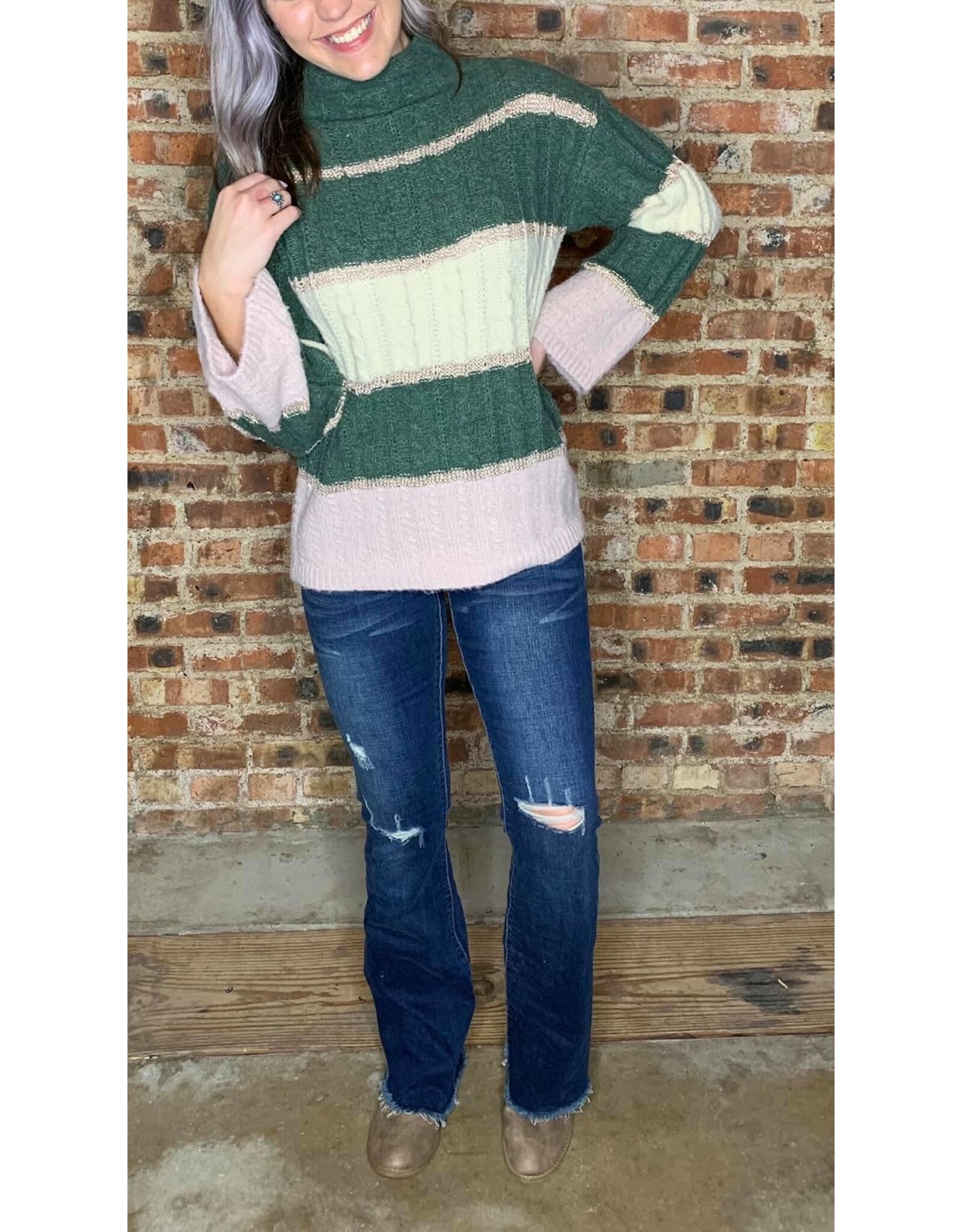 Dani Color Blocked Turtle Neck Sweater