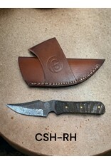 Ram Horn Damascus Knife with Sheath 6.25